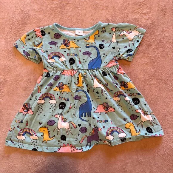 Hanna Andersson Hot Air Balloon Dress + Dino Unicorn Dress Bundle | 3T | 100% Co - Picture 6 of 11